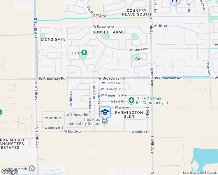 map of restaurants, bars, coffee shops, grocery stores, and more near 10143 West Parkway Drive in Tolleson