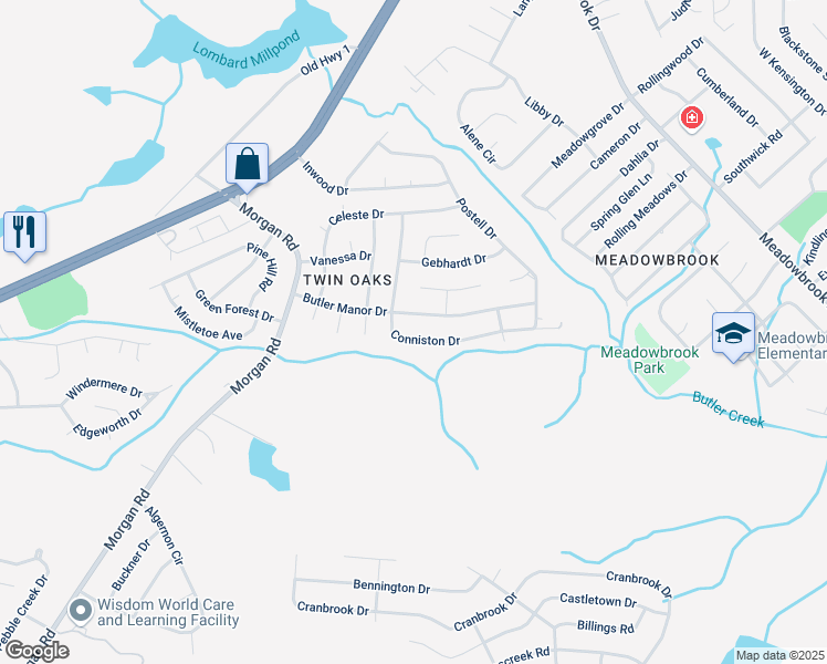 map of restaurants, bars, coffee shops, grocery stores, and more near 2866 Conniston Drive in Hephzibah