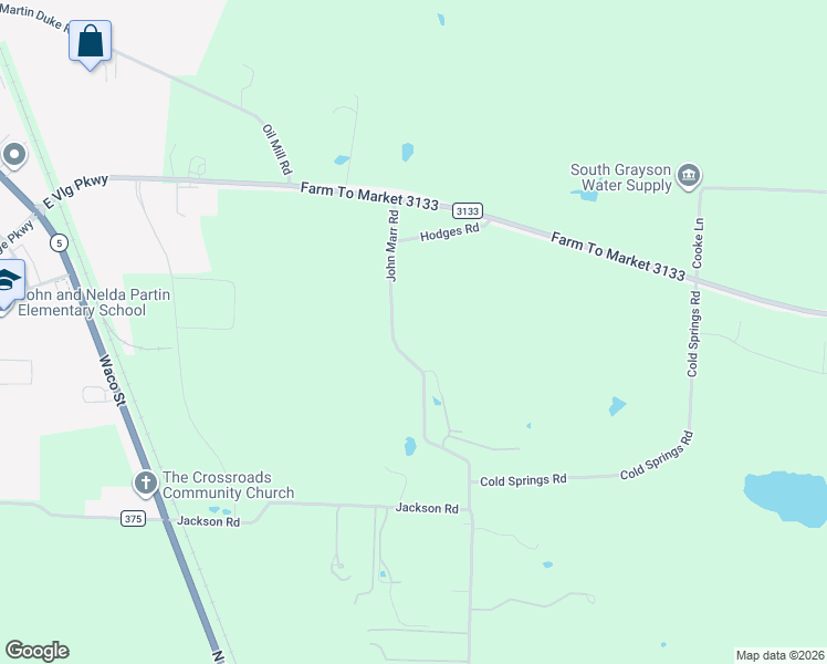 map of restaurants, bars, coffee shops, grocery stores, and more near 246 John Marr Road in Van Alstyne
