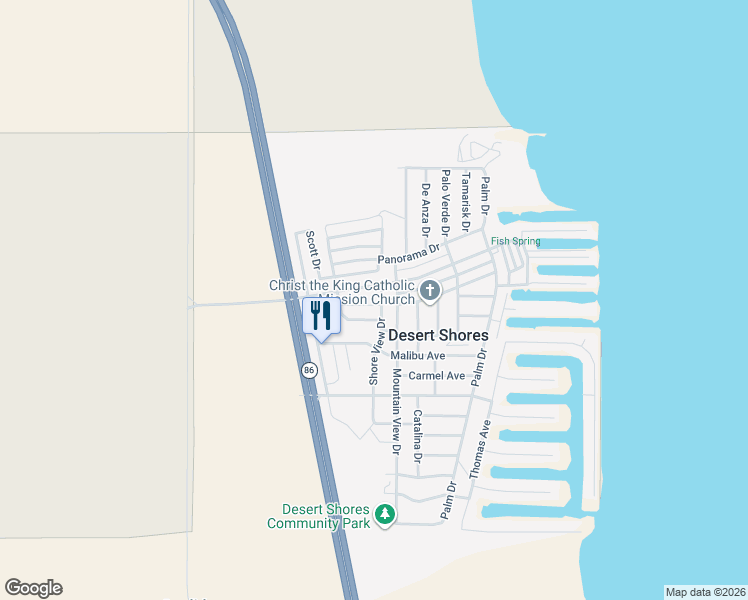 map of restaurants, bars, coffee shops, grocery stores, and more near 3815 Shore View Drive in Thermal