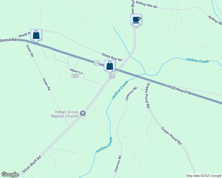 map of restaurants, bars, coffee shops, grocery stores, and more near 3001 Silver Bluff Road in Aiken