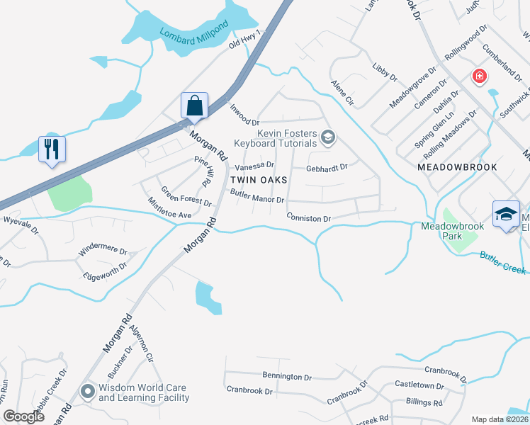 map of restaurants, bars, coffee shops, grocery stores, and more near 3438 Knollcrest Road in Hephzibah