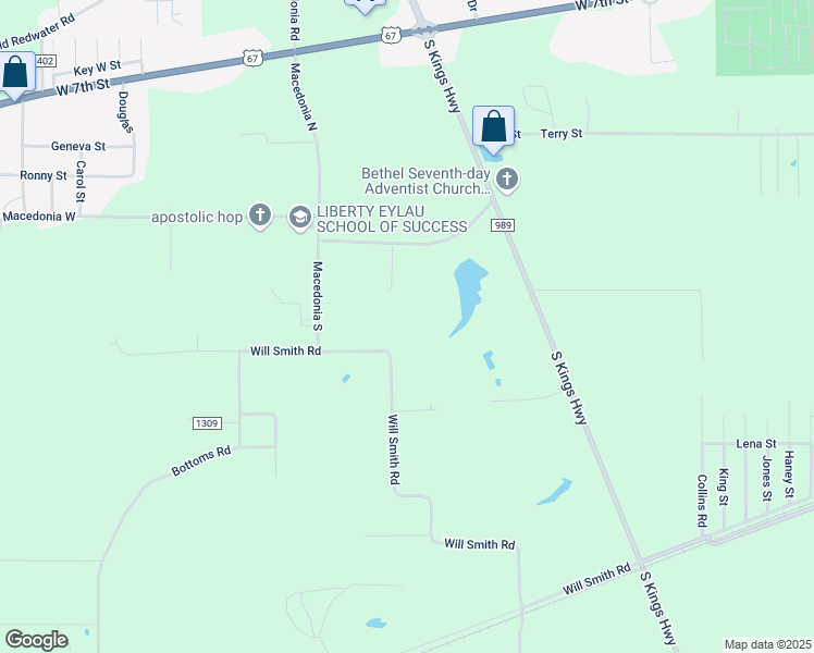 map of restaurants, bars, coffee shops, grocery stores, and more near 1332 Will Smith Road in Texarkana