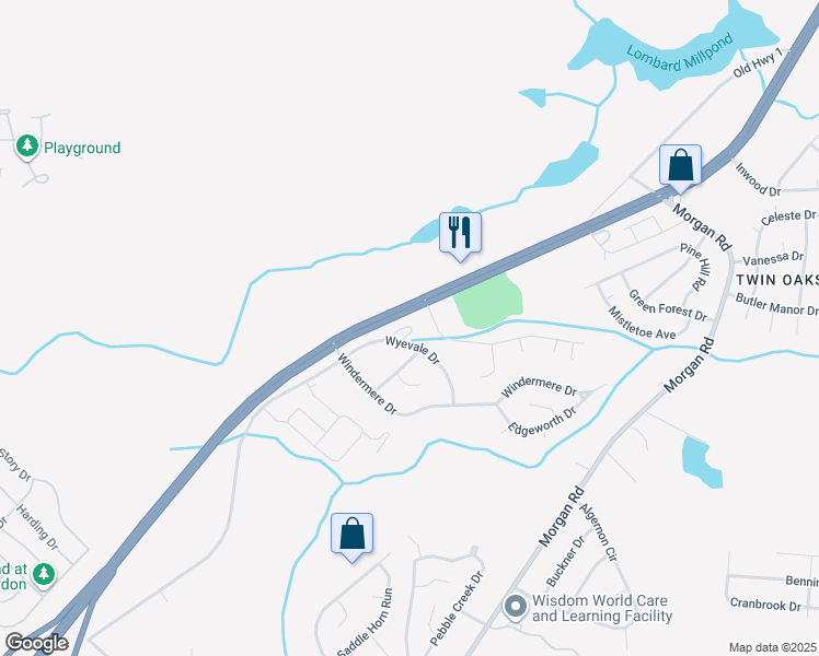 map of restaurants, bars, coffee shops, grocery stores, and more near 3521 Wyevale Drive in Hephzibah