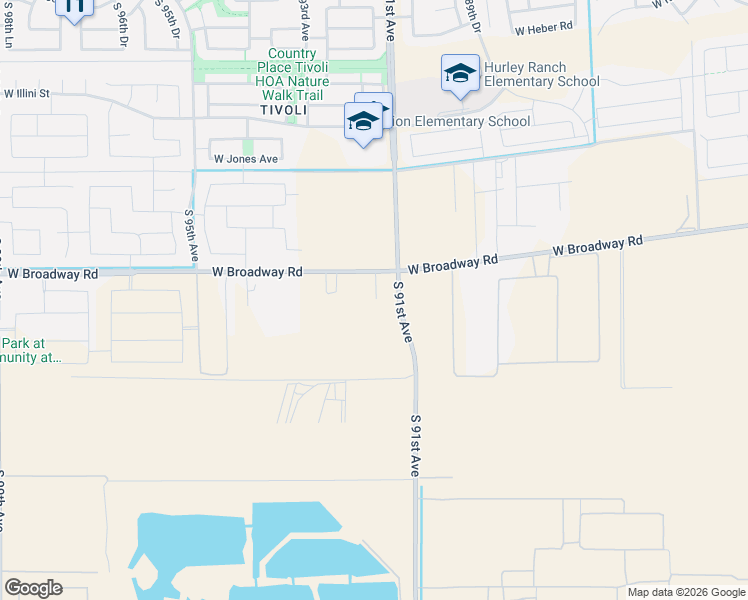 map of restaurants, bars, coffee shops, grocery stores, and more near 4414 South 91st Avenue in Tolleson