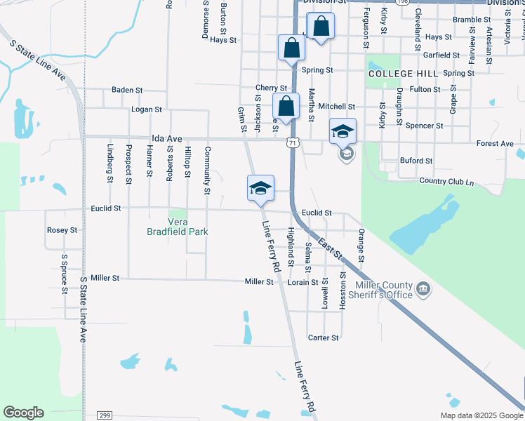 map of restaurants, bars, coffee shops, grocery stores, and more near 1701 Line Ferry Road in Texarkana
