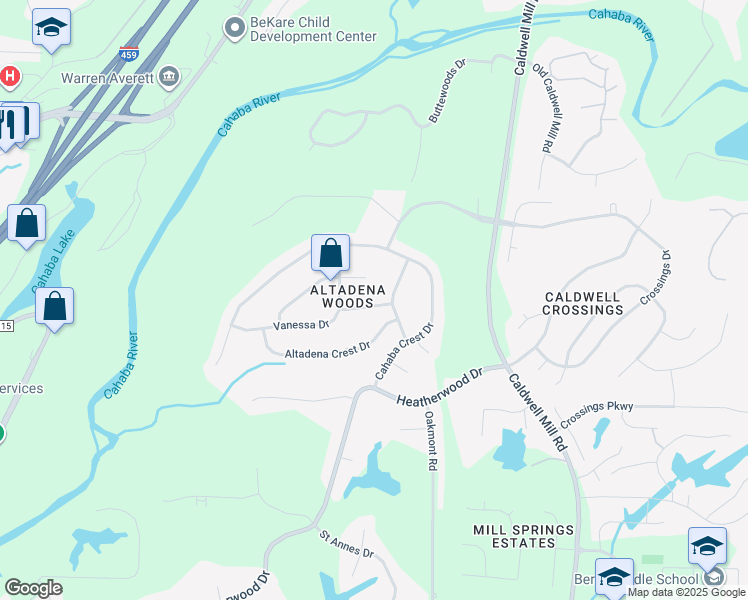 map of restaurants, bars, coffee shops, grocery stores, and more near 2317 Maury Place in Birmingham