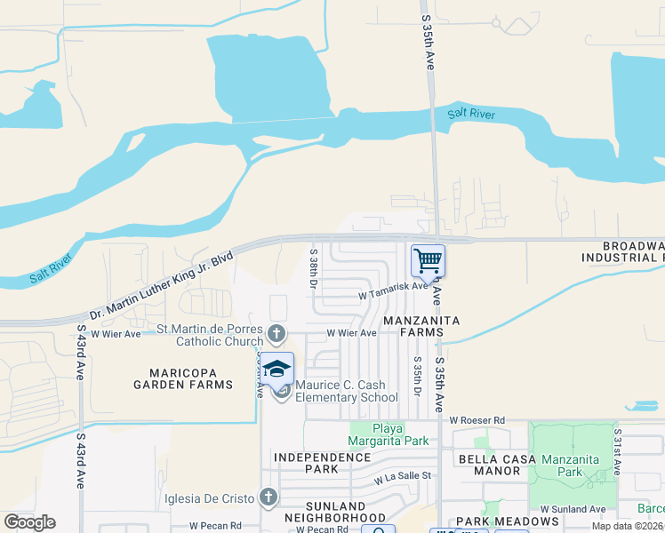 map of restaurants, bars, coffee shops, grocery stores, and more near 3735 West Parkway Drive in Phoenix