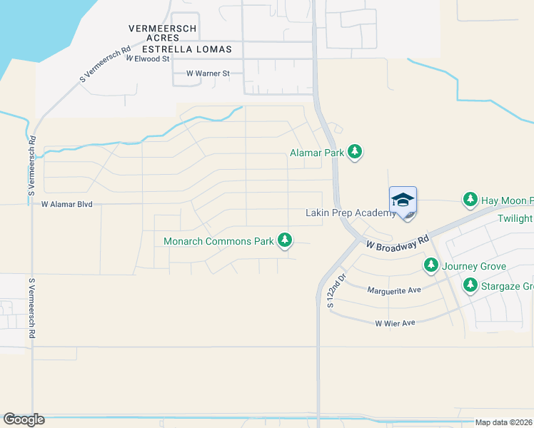 map of restaurants, bars, coffee shops, grocery stores, and more near 12301-12903 West Broadway Road in Avondale