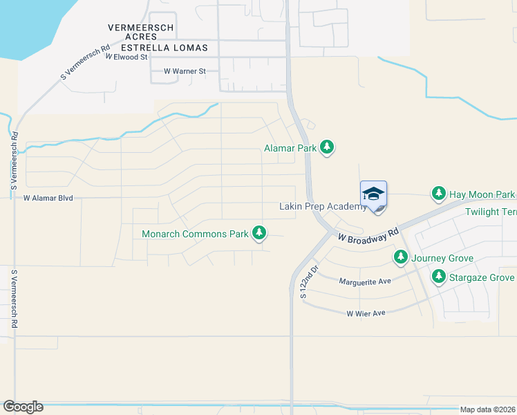 map of restaurants, bars, coffee shops, grocery stores, and more near 12301-12903 West Broadway Road in Avondale