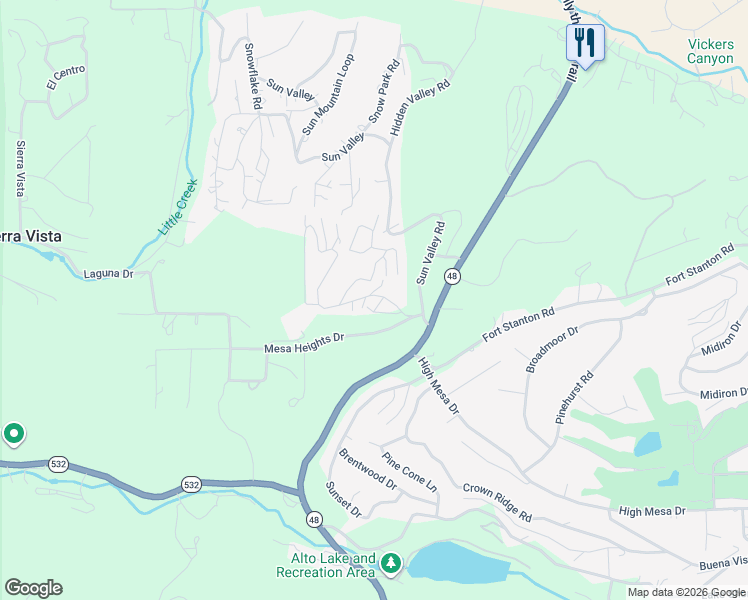 map of restaurants, bars, coffee shops, grocery stores, and more near 133 Mesa Heights Drive in Alto