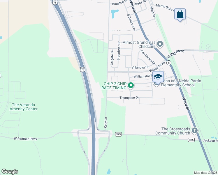 map of restaurants, bars, coffee shops, grocery stores, and more near 1713 Beasley Street in Van Alstyne