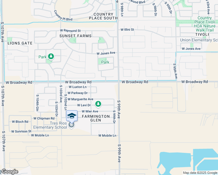 map of restaurants, bars, coffee shops, grocery stores, and more near 9923 West Trumbull Road in Tolleson