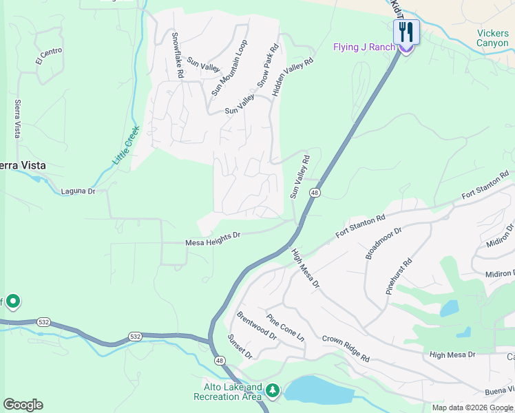map of restaurants, bars, coffee shops, grocery stores, and more near Alto Alps Road in Alto