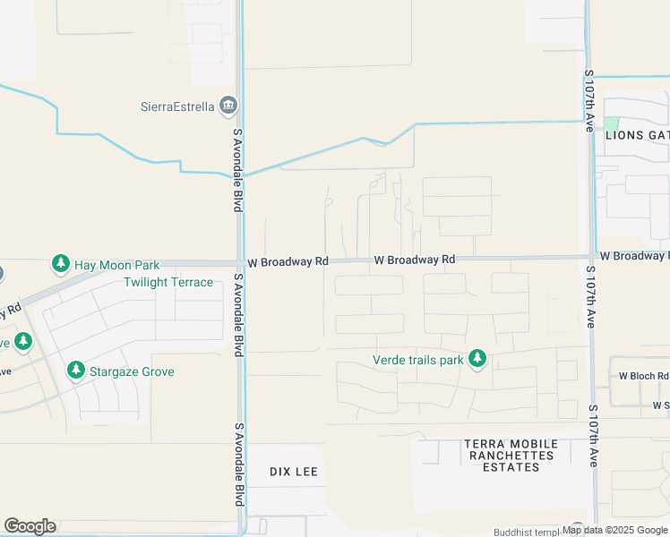map of restaurants, bars, coffee shops, grocery stores, and more near 11230 West Broadway Road in Tolleson