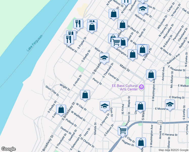 map of restaurants, bars, coffee shops, grocery stores, and more near 342 South Broadway Street in Greenville