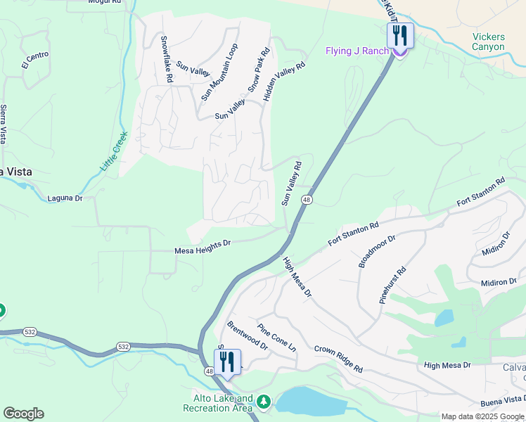map of restaurants, bars, coffee shops, grocery stores, and more near Dancing Star Trail in Alto