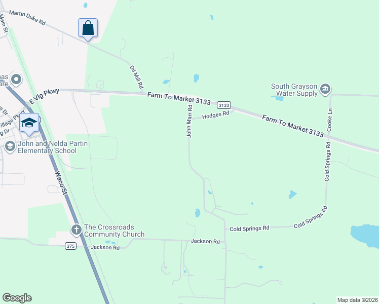 map of restaurants, bars, coffee shops, grocery stores, and more near 246 John Marr Road in Van Alstyne