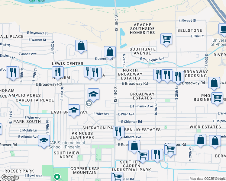map of restaurants, bars, coffee shops, grocery stores, and more near in Phoenix