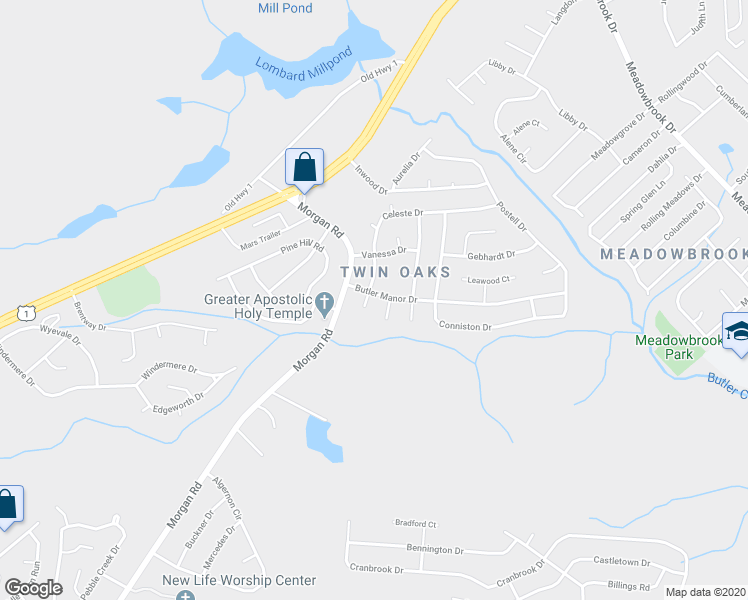 map of restaurants, bars, coffee shops, grocery stores, and more near 2912 Butler Manor Drive in Hephzibah