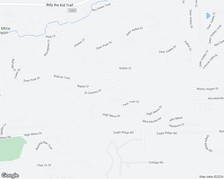 map of restaurants, bars, coffee shops, grocery stores, and more near El Camino Drive in Alto