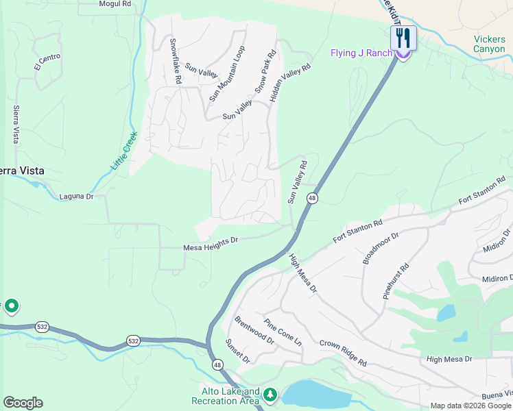 map of restaurants, bars, coffee shops, grocery stores, and more near Alto Alps Road in Alto