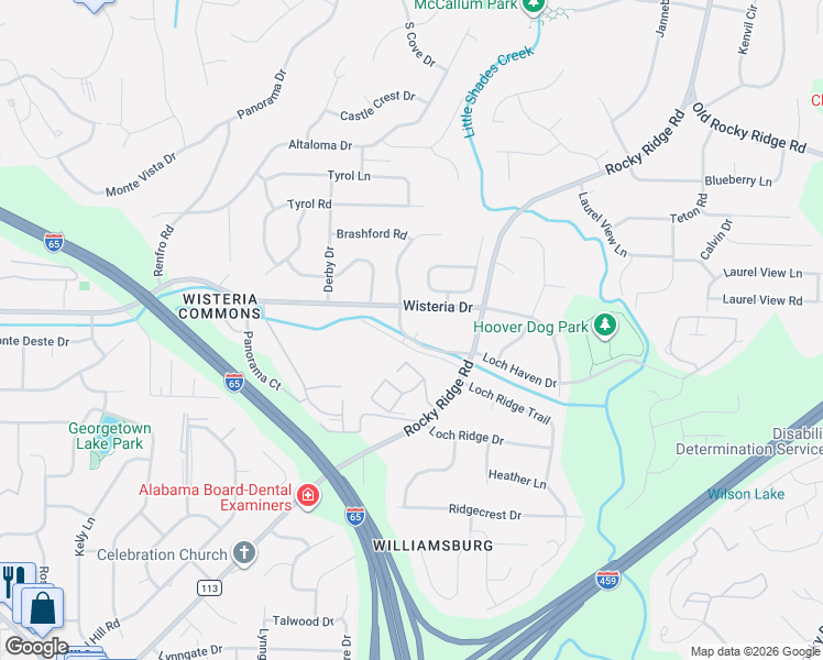 map of restaurants, bars, coffee shops, grocery stores, and more near 3304 Shallowford Road in Vestavia Hills