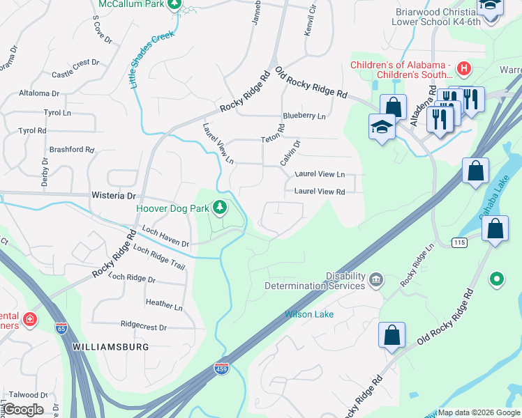 map of restaurants, bars, coffee shops, grocery stores, and more near 3740 Haven View Circle in Birmingham