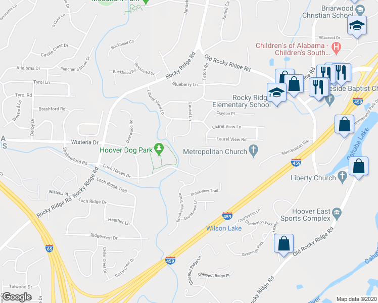 map of restaurants, bars, coffee shops, grocery stores, and more near 3740 Haven View Circle in Birmingham