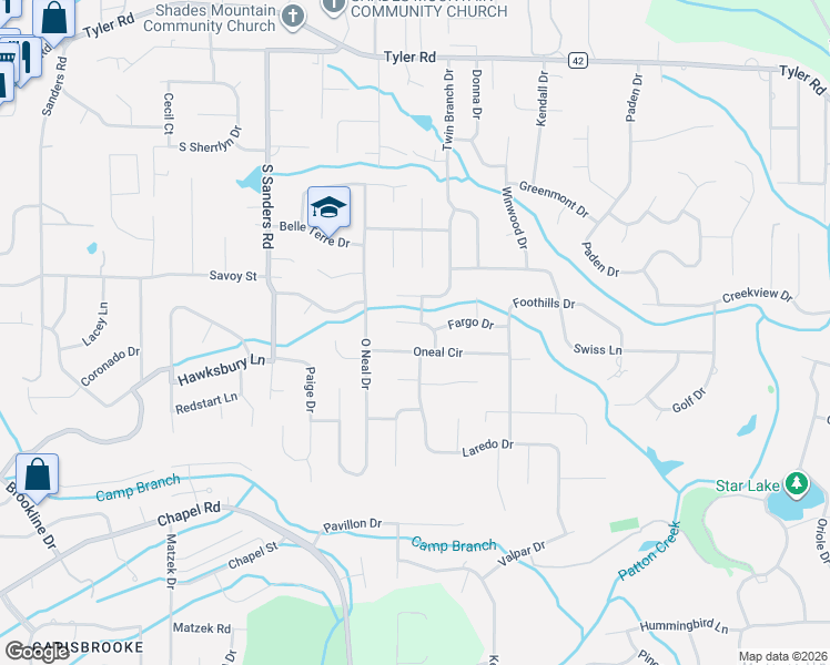map of restaurants, bars, coffee shops, grocery stores, and more near 440 Laredo Drive in Vestavia Hills