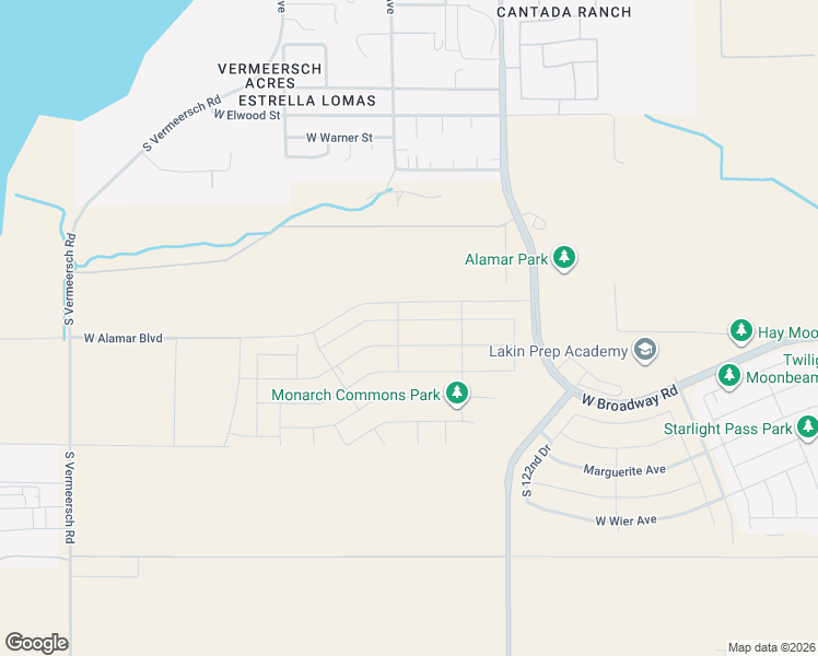 map of restaurants, bars, coffee shops, grocery stores, and more near 12300-12900 West Broadway Road in Avondale