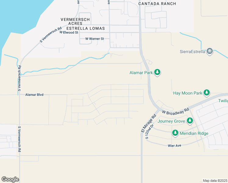 map of restaurants, bars, coffee shops, grocery stores, and more near 12300-12900 West Broadway Road in Avondale