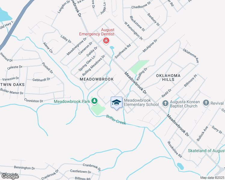 map of restaurants, bars, coffee shops, grocery stores, and more near 2917 Whippoorwill Court in Augusta