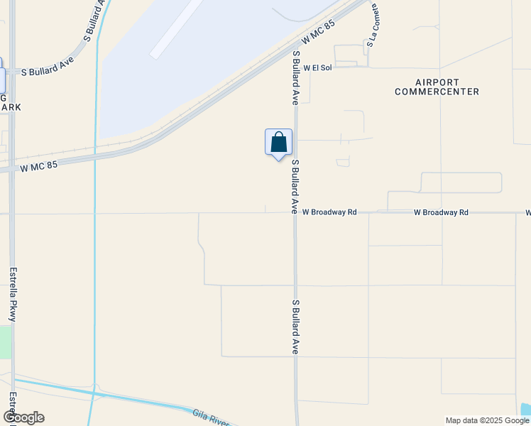 map of restaurants, bars, coffee shops, grocery stores, and more near West Broadway Road in Goodyear