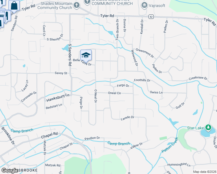map of restaurants, bars, coffee shops, grocery stores, and more near 440 Laredo Drive in Vestavia Hills