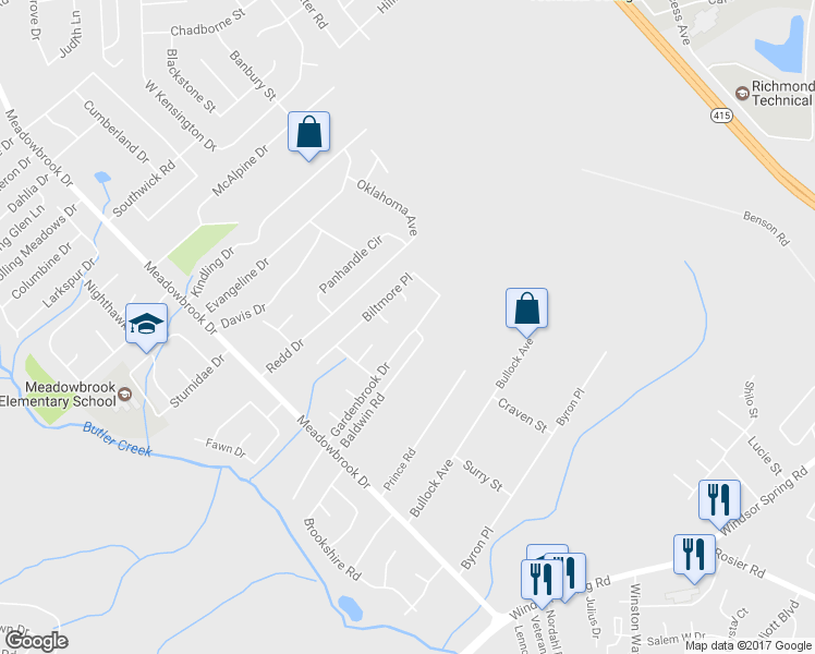 map of restaurants, bars, coffee shops, grocery stores, and more near 3517 Gardenbrook Drive in Augusta