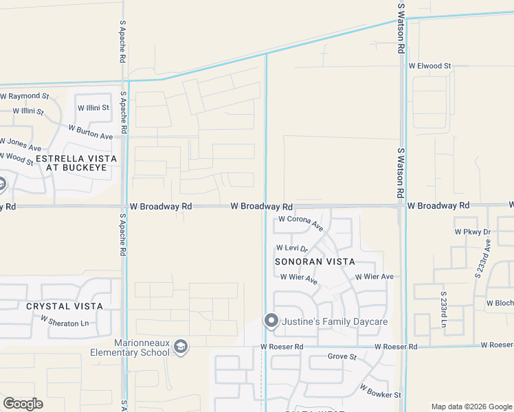 map of restaurants, bars, coffee shops, grocery stores, and more near 23912 West Broadway Road in Buckeye