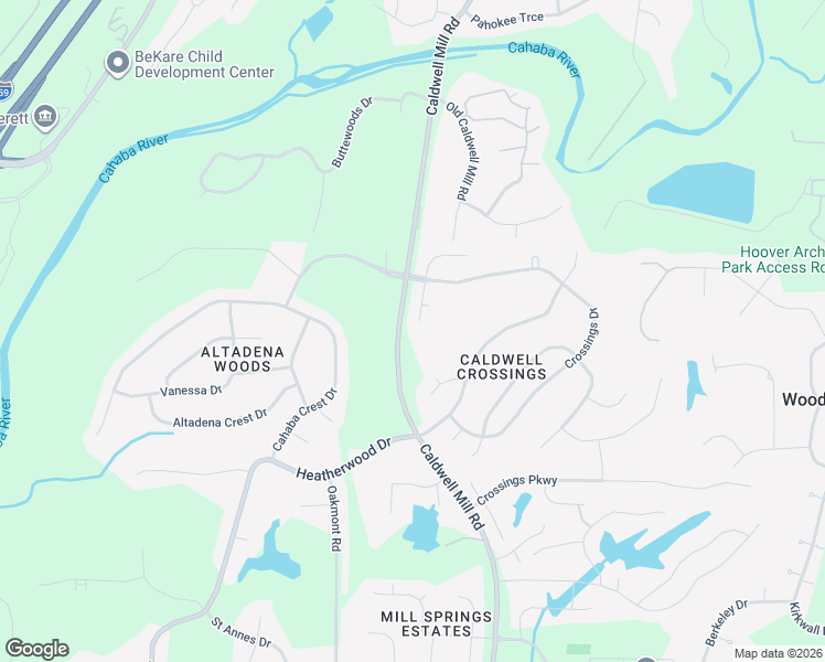 map of restaurants, bars, coffee shops, grocery stores, and more near 3548 Crossings Circle in Birmingham