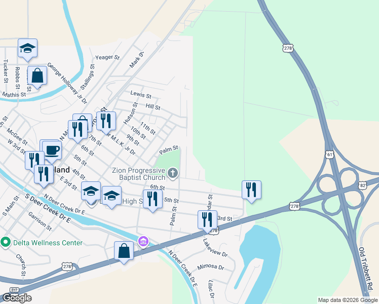 map of restaurants, bars, coffee shops, grocery stores, and more near 118 Lysbeth Drive in Leland