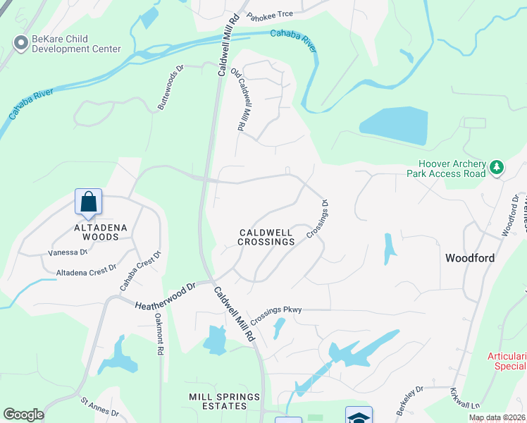 map of restaurants, bars, coffee shops, grocery stores, and more near 3725 Crossings Crest in Birmingham