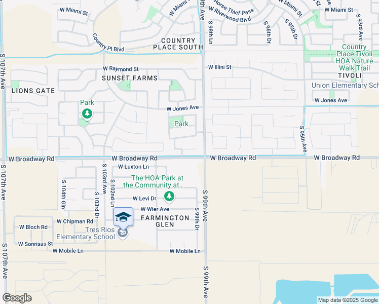 map of restaurants, bars, coffee shops, grocery stores, and more near 9923 West Trumbull Road in Tolleson