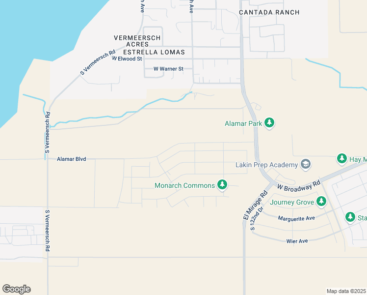 map of restaurants, bars, coffee shops, grocery stores, and more near 12554 West Broadway Road in Avondale