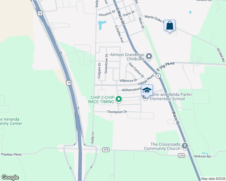 map of restaurants, bars, coffee shops, grocery stores, and more near 1612 Amherst Drive in Van Alstyne