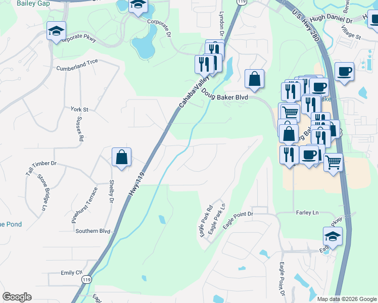 map of restaurants, bars, coffee shops, grocery stores, and more near 3008 Cross Grove Lane in Birmingham
