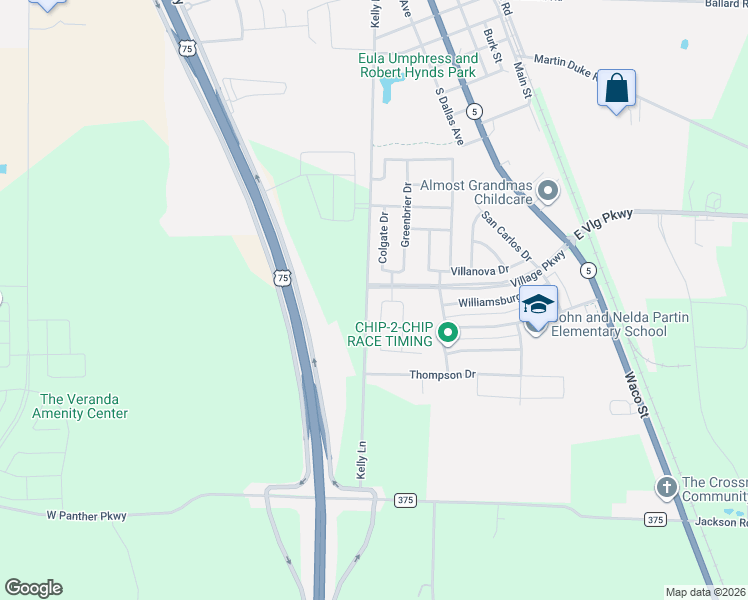 map of restaurants, bars, coffee shops, grocery stores, and more near 1713 Beasley Street in Van Alstyne