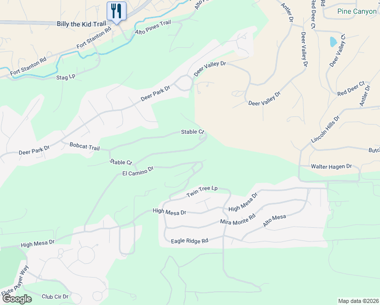 map of restaurants, bars, coffee shops, grocery stores, and more near El Camino Drive in Alto