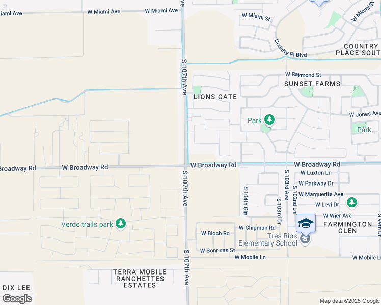 map of restaurants, bars, coffee shops, grocery stores, and more near 4327 South 107th Avenue in Tolleson