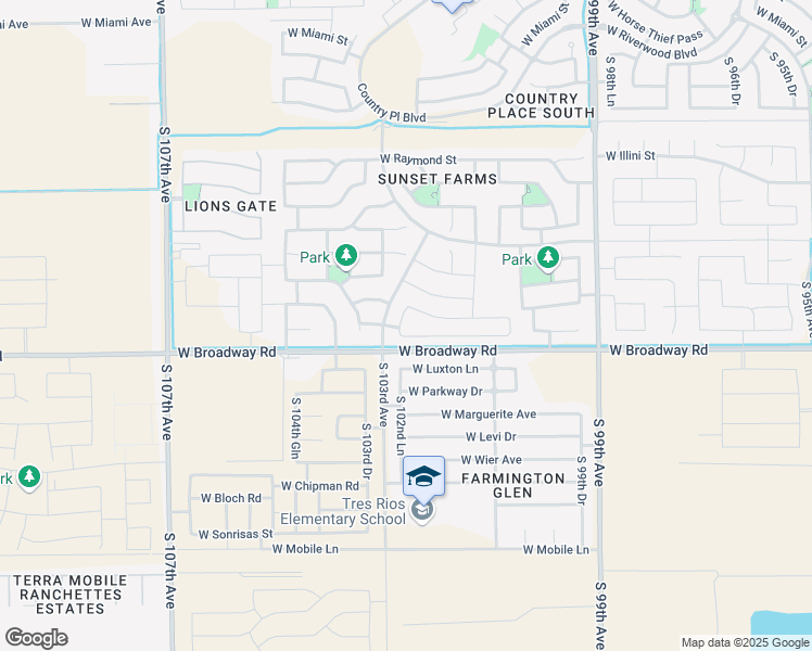 map of restaurants, bars, coffee shops, grocery stores, and more near 10229 West Wood Street in Tolleson