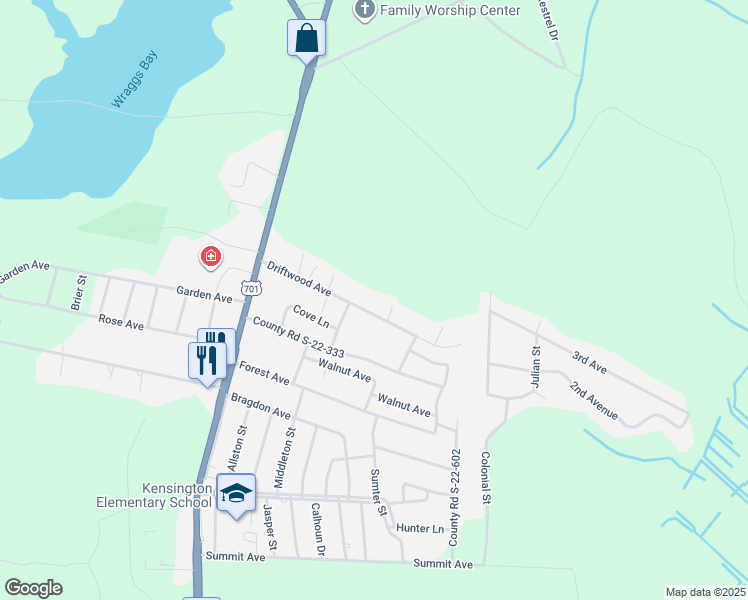 map of restaurants, bars, coffee shops, grocery stores, and more near 2478 North Fraser Street in Georgetown