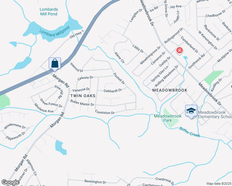 map of restaurants, bars, coffee shops, grocery stores, and more near 2905 Gebhardt Drive in Hephzibah